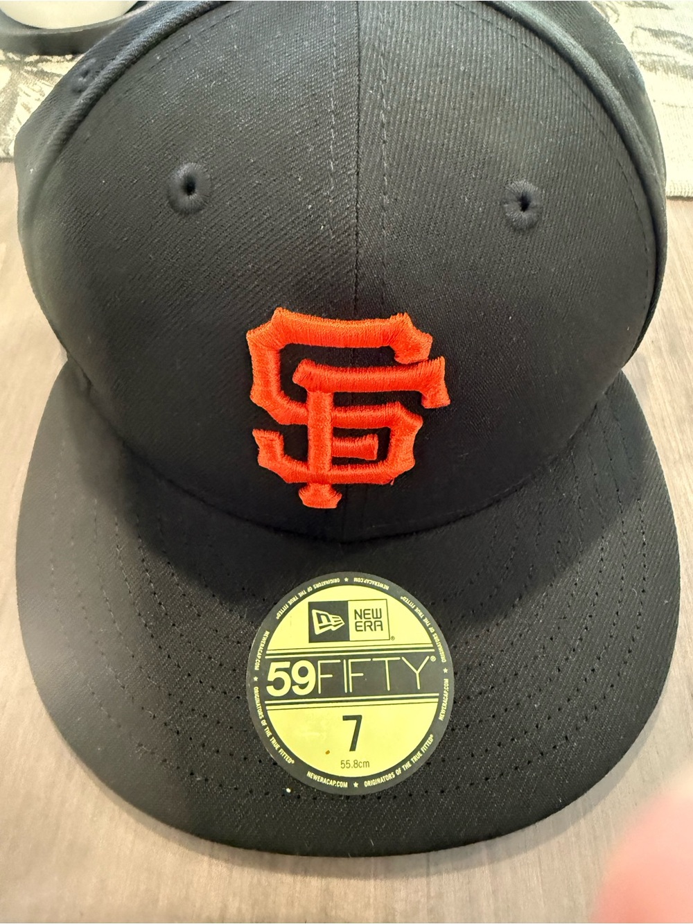 Black MLB Fitted Baseball Cap with Red & White Logo